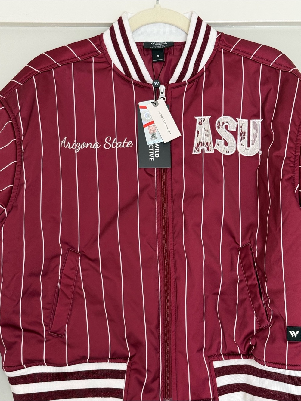 Anthropologie x The Wild Collective ASU Arizona State NCAA Bomber Jacket NWT